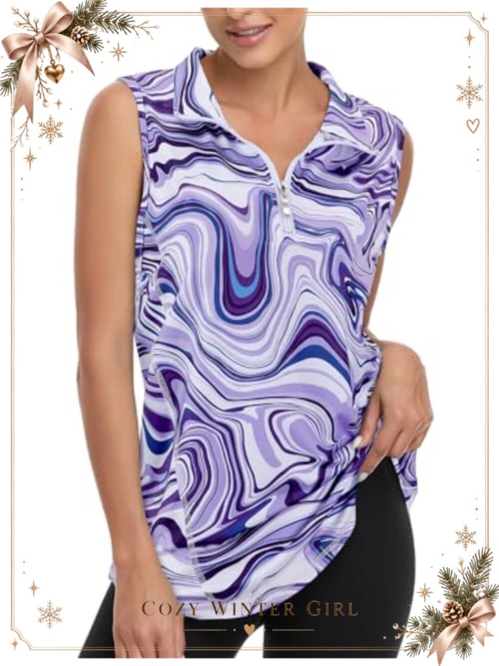 Women's Zip Up Golf Workout Tank Top Sleeveless Quick Dry Athletic Polo